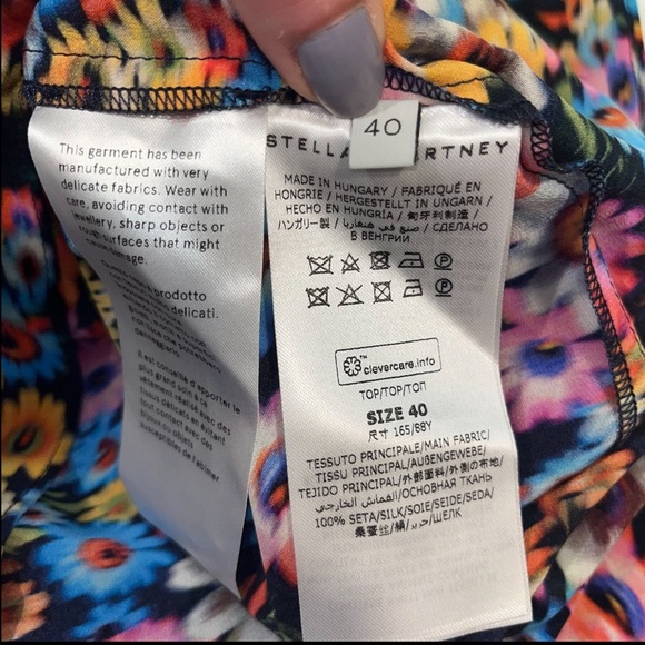 STELLA MCCARTNEY Sophie Silk Set Dark Floral Top Pant IT 40 US 4 Matching Outfit - Picture 16 of 16